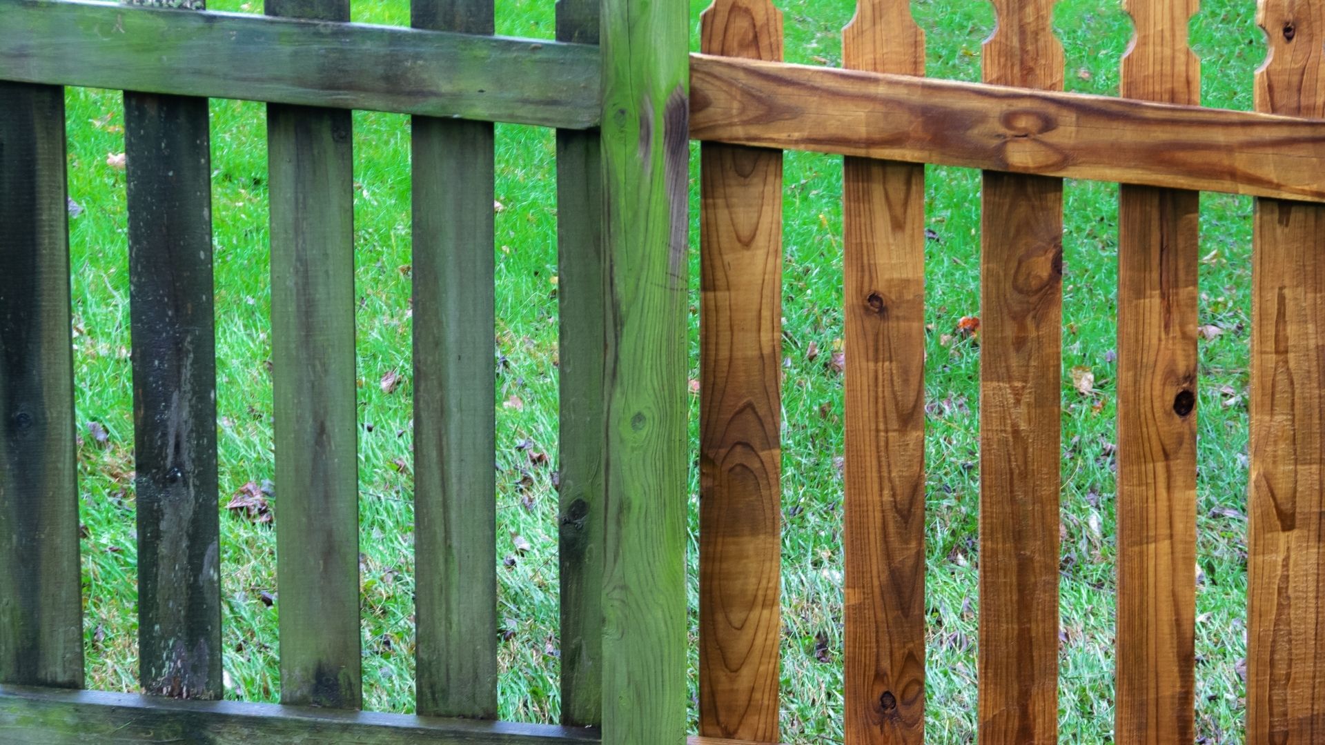 wooden fence before and after cleaning